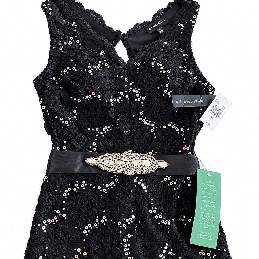 My Michelle Black Sequin Gown – NWT Size 9